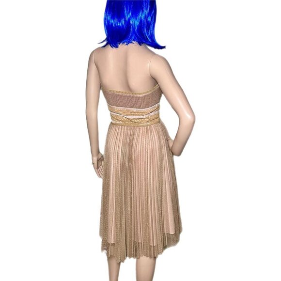 Vintage Betsey Johnson Strapless Olive Green Dress w/ Velvet Bows & Jewel Button - Picture 6 of 8